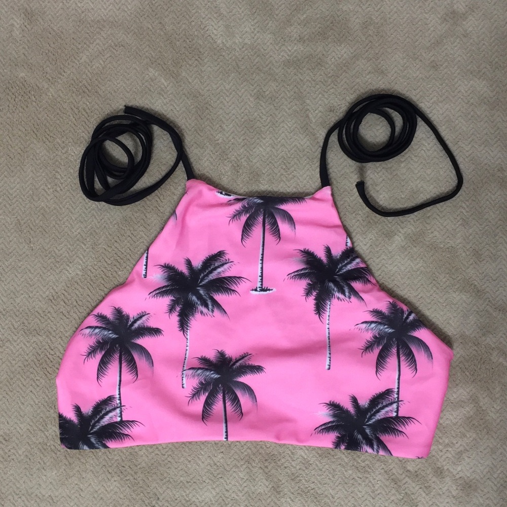 Tropical Coconut Tree Print Bikini Top🌀